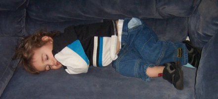 Meir Mordechai, asleep on the couch